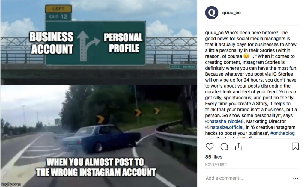 Quuu Instagram meme 