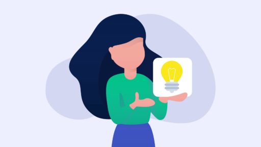 An image of a woman holding a lightbulb and the title saying "Updating your content marketing strategy for 2020"