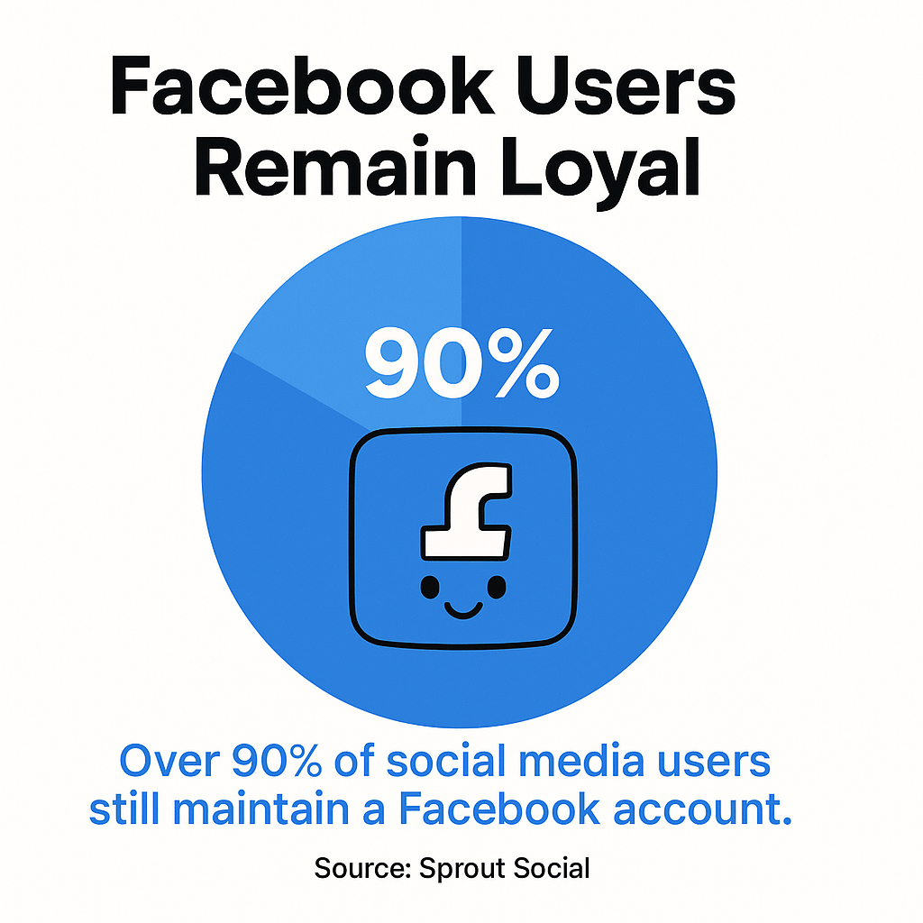 Over 90% of social media users still maintain a Facebook account