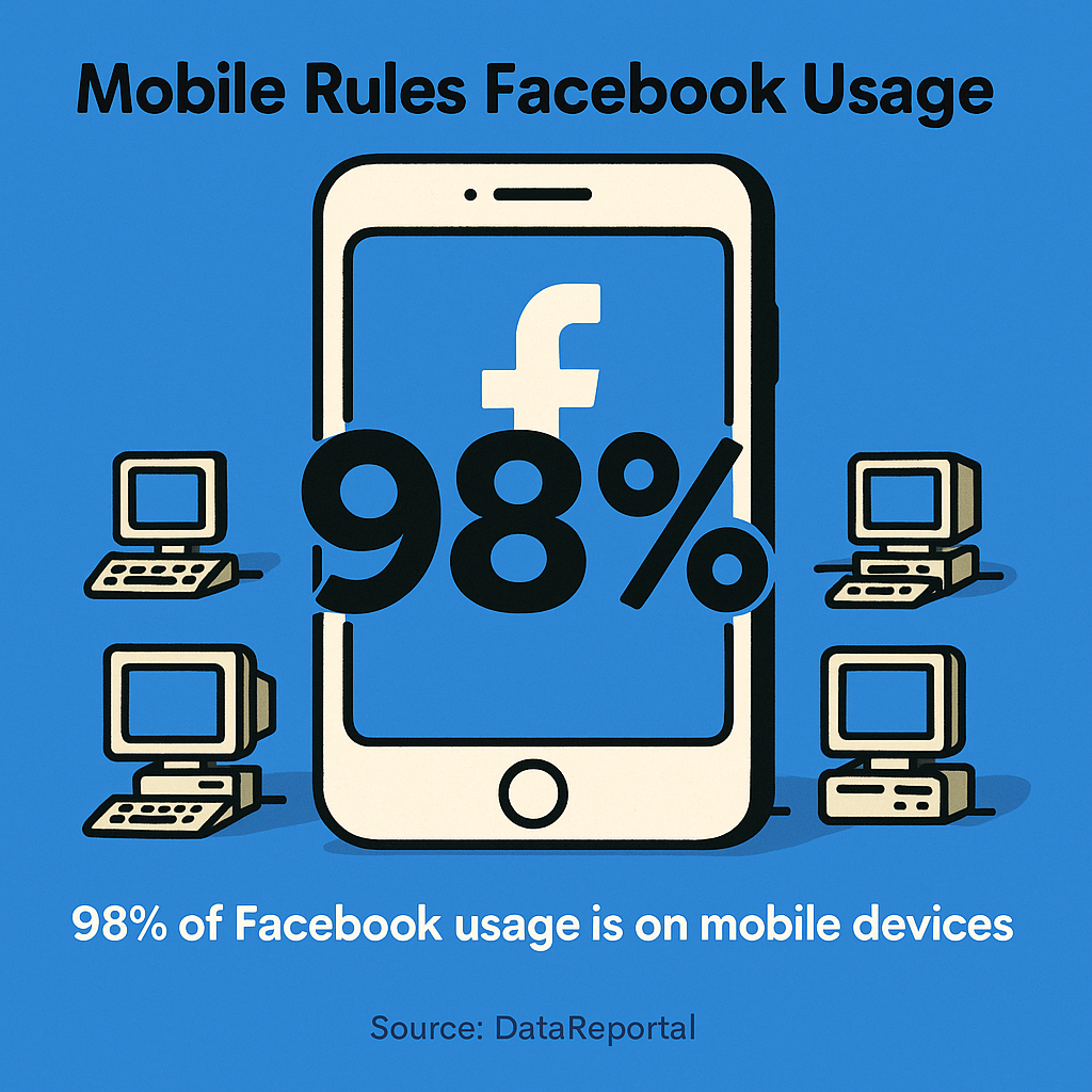 Over 98% of Facebook users access the platform via mobile devices