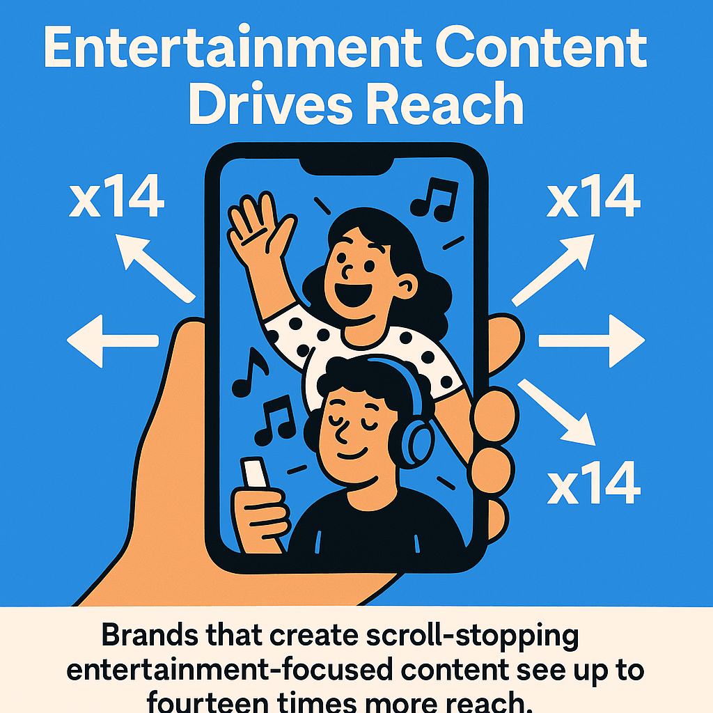 Brands that create scroll-stopping entertainment-focused content see up to fourteen times more reach