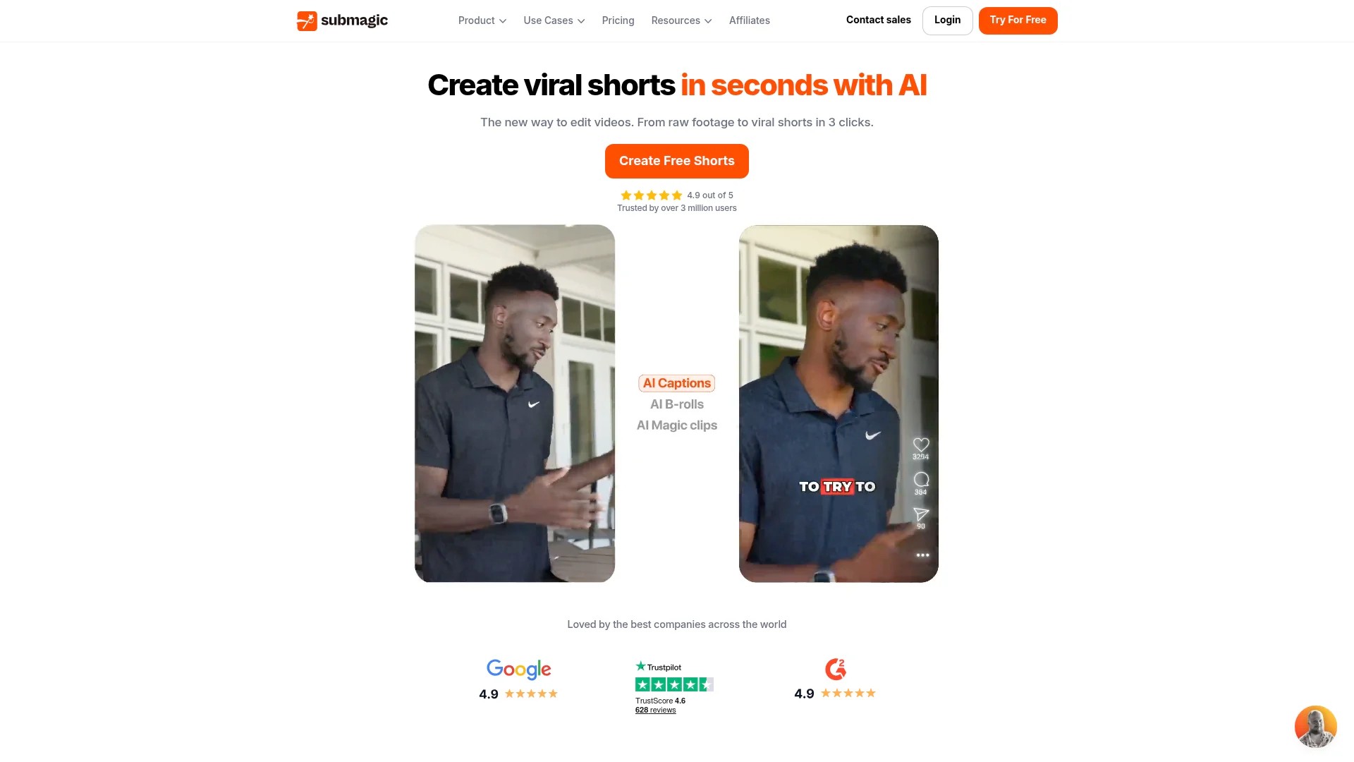 Screenshot of https://www.submagic.co