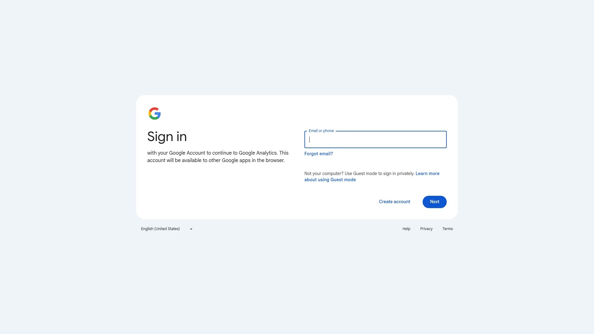Screenshot of https://analytics.google.com