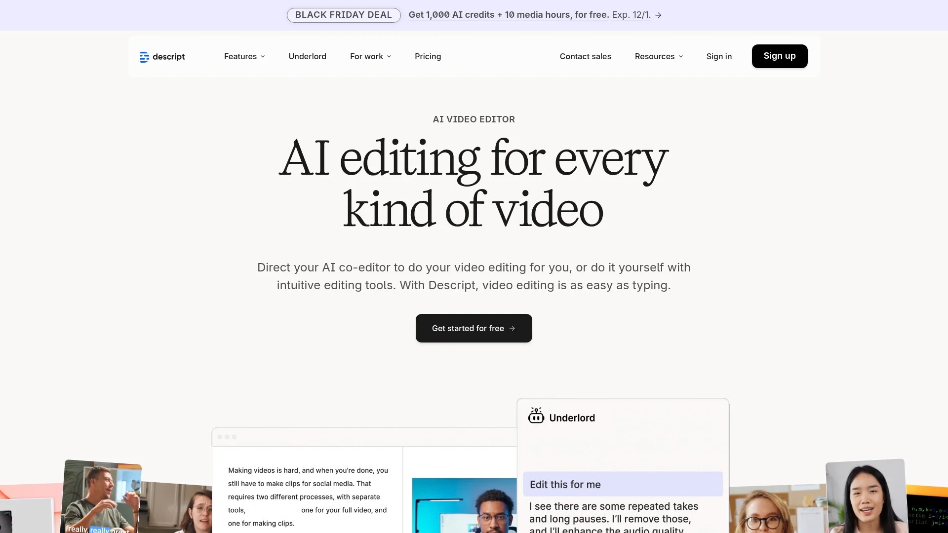 Screenshot of https://www.descript.com