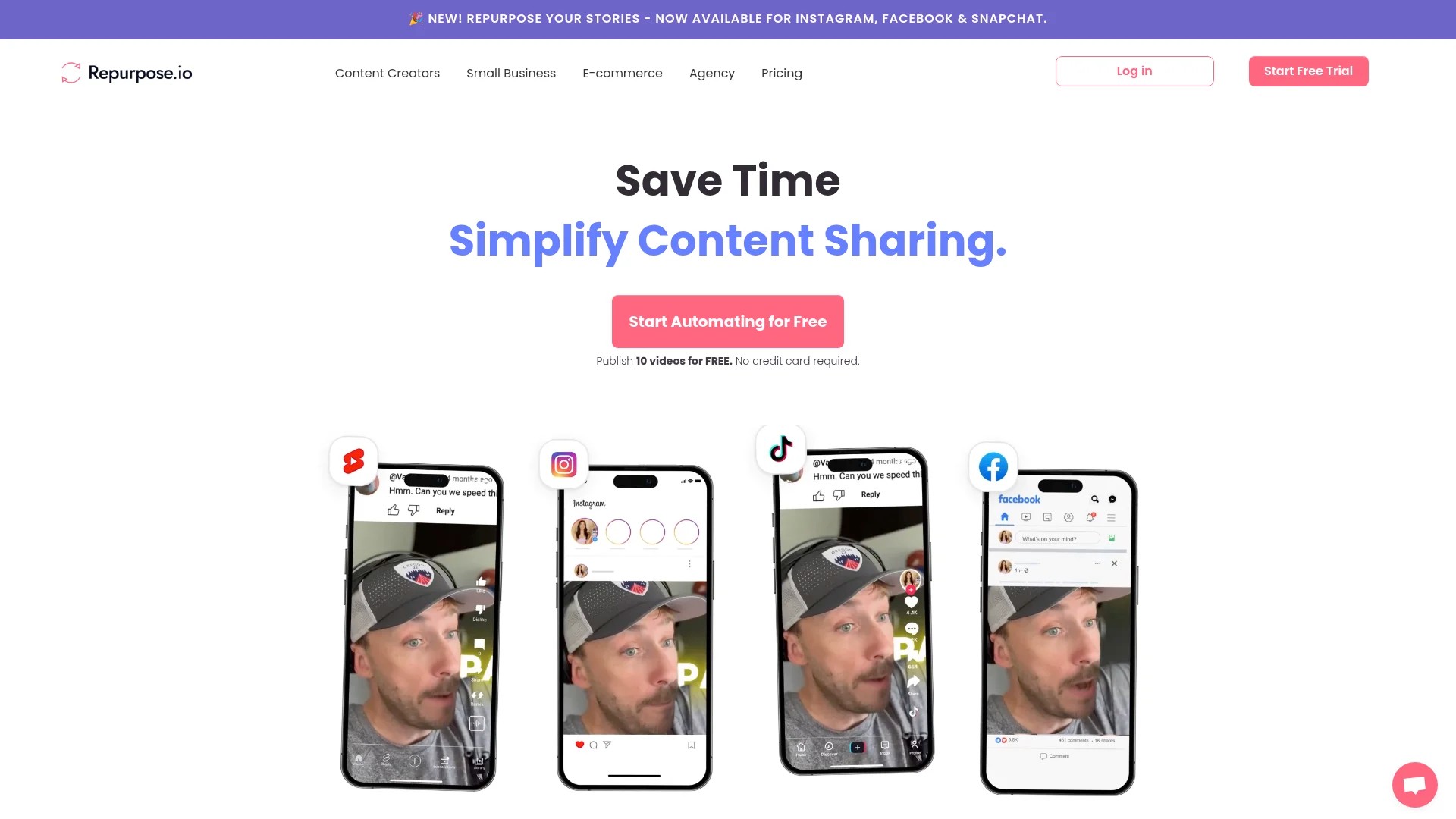 Screenshot of https://www.repurpose.io