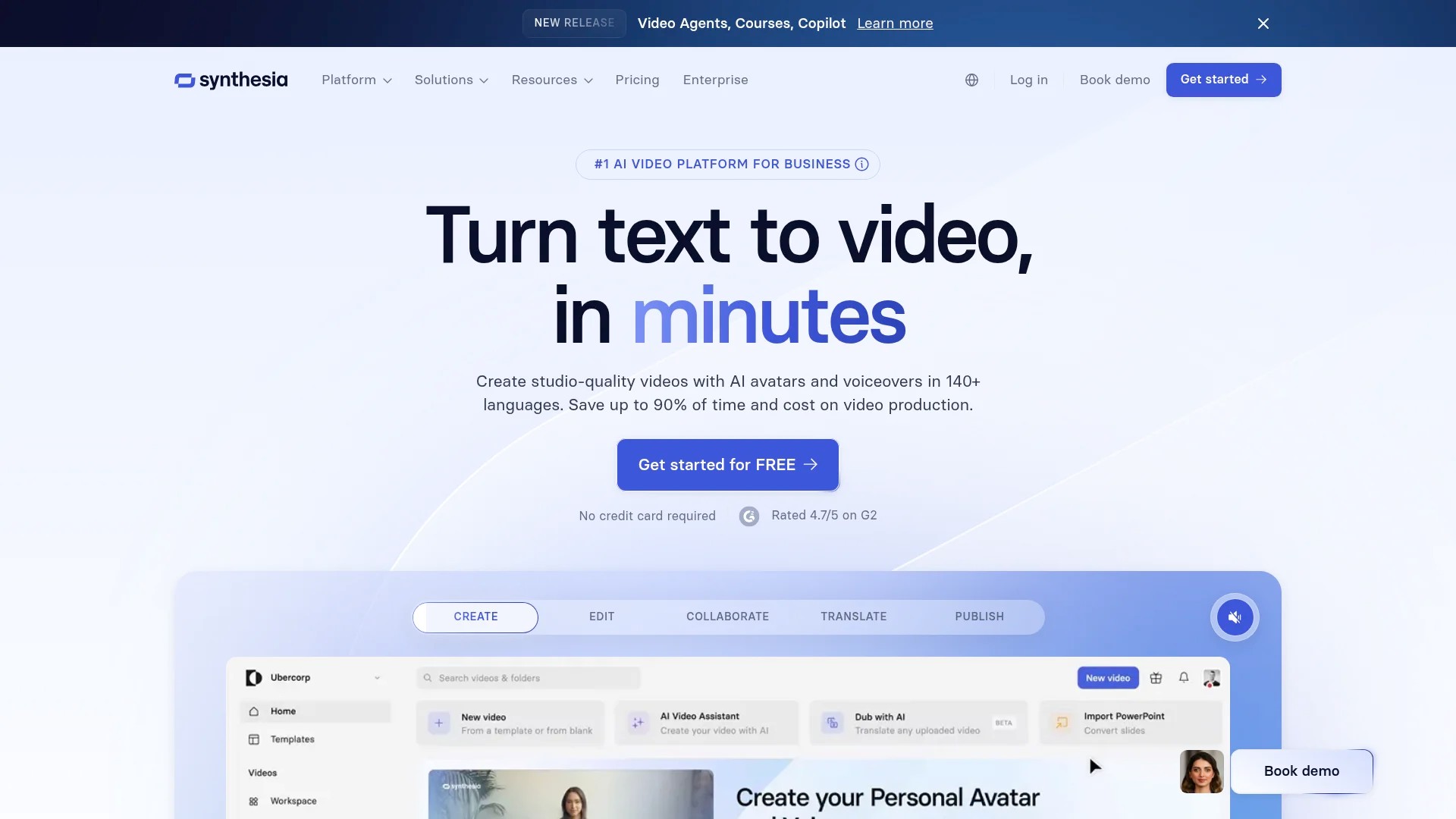 Screenshot of https://www.synthesia.io