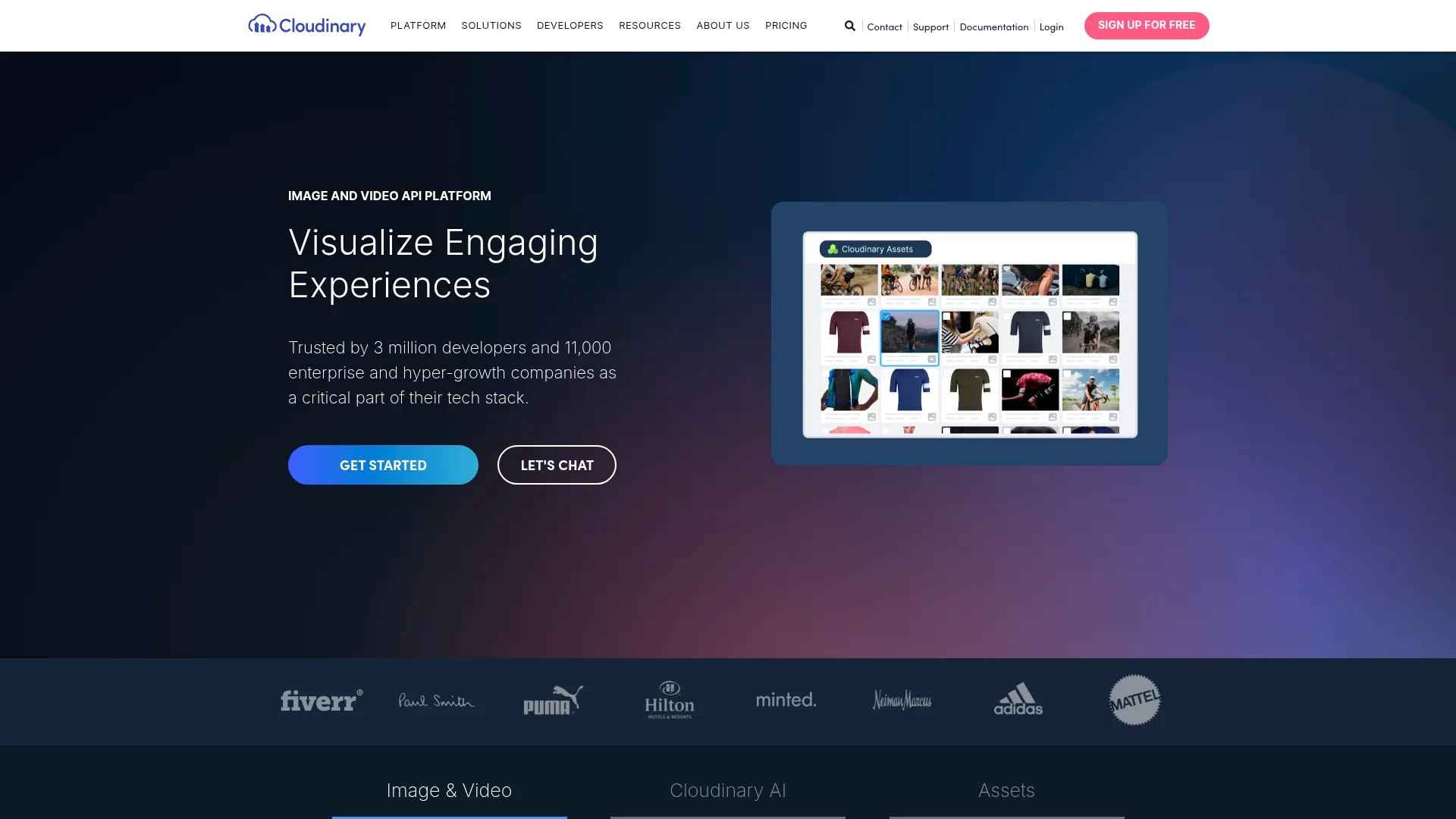 Screenshot of https://cloudinary.com