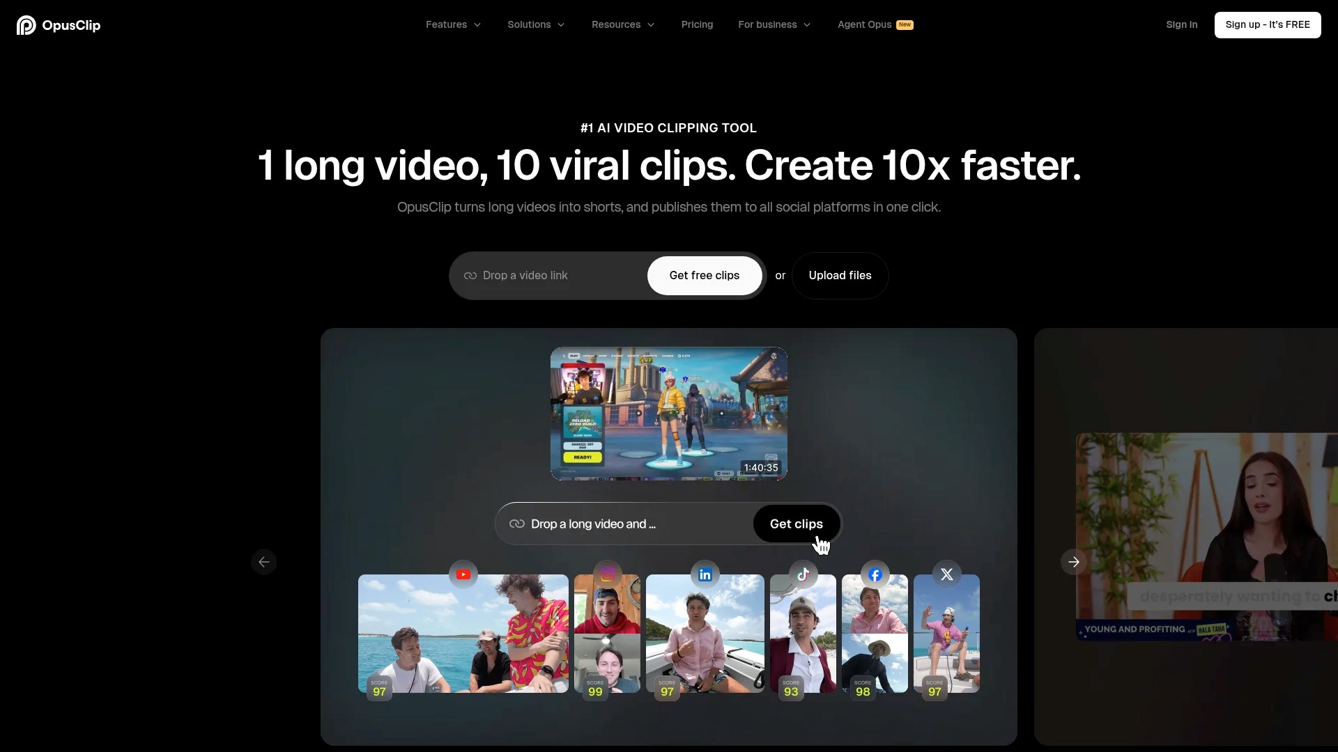 Screenshot of https://www.opus.pro