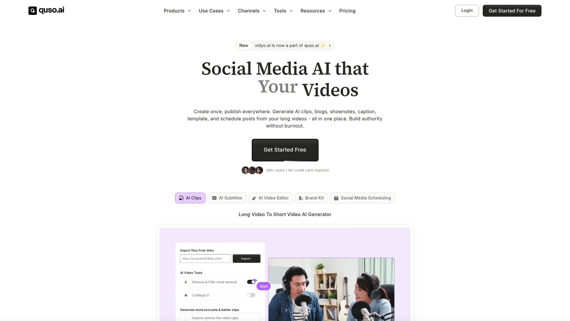 Screenshot of https://www.vidyo.ai