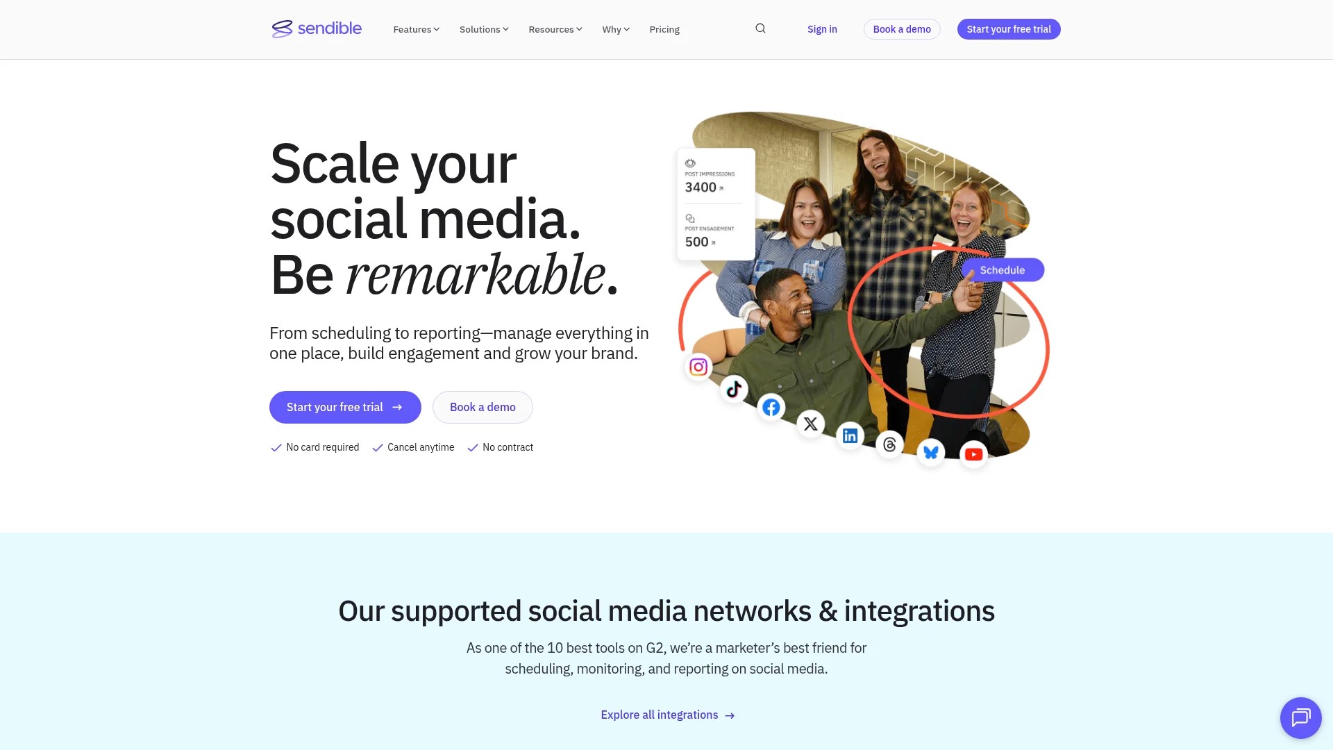 Screenshot of https://sendible.com
