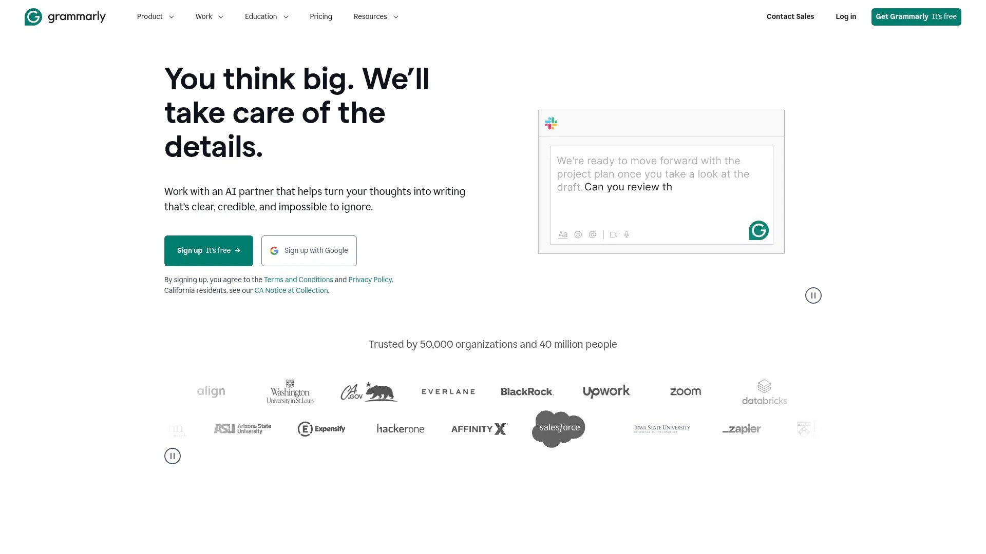 Screenshot of https://grammarly.com