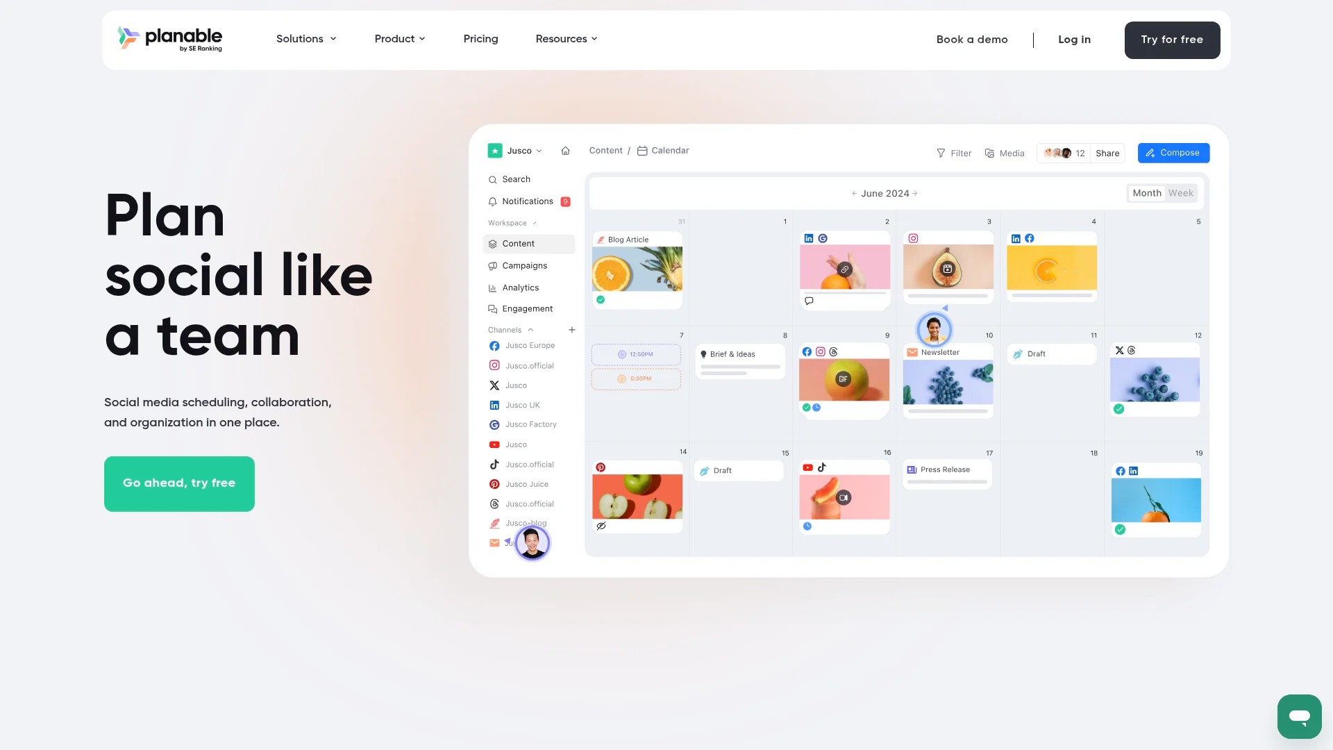 Screenshot of https://planable.io