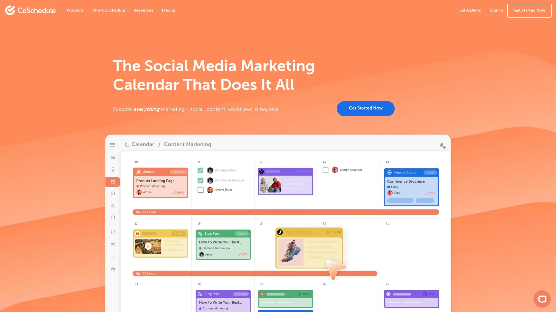 Screenshot of https://coschedule.com