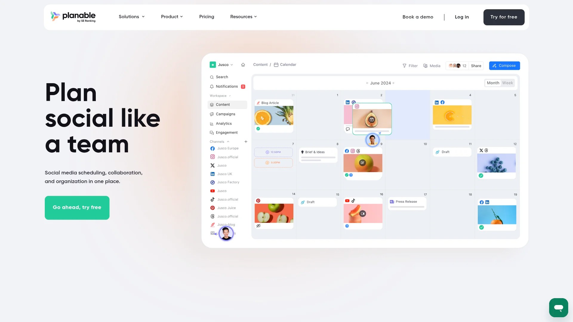 Screenshot of https://planable.io