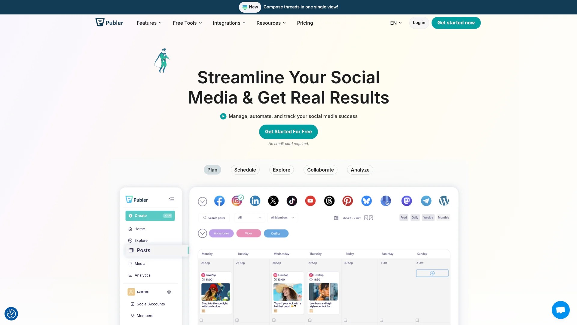 Screenshot of https://publer.io