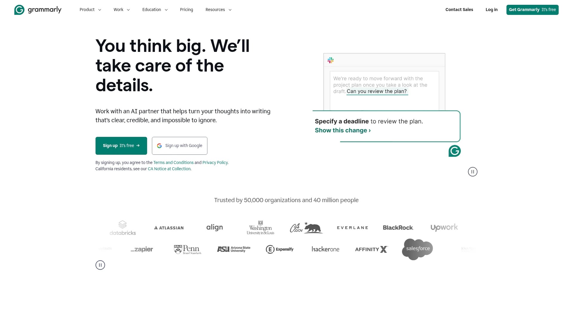 Screenshot of https://www.grammarly.com