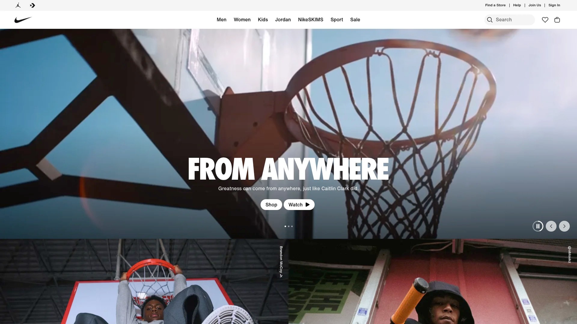 Screenshot of https://www.nike.com