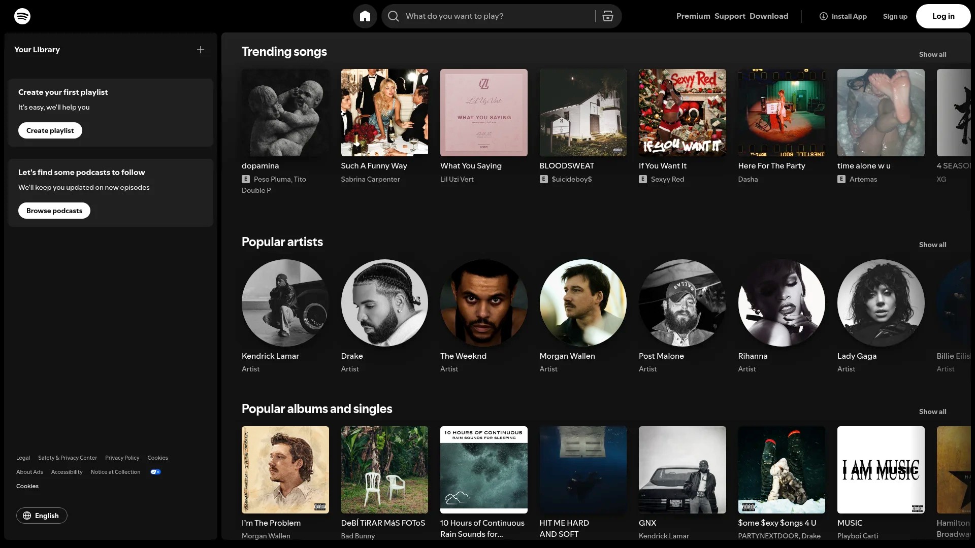 Screenshot of https://www.spotify.com
