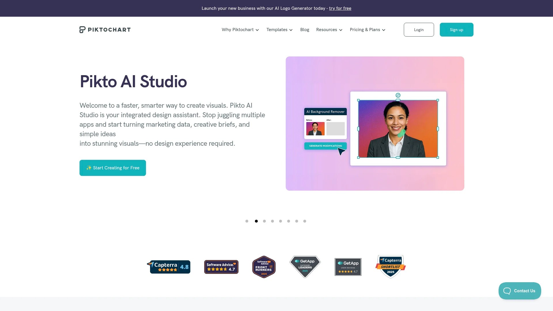 Screenshot of https://piktochart.com