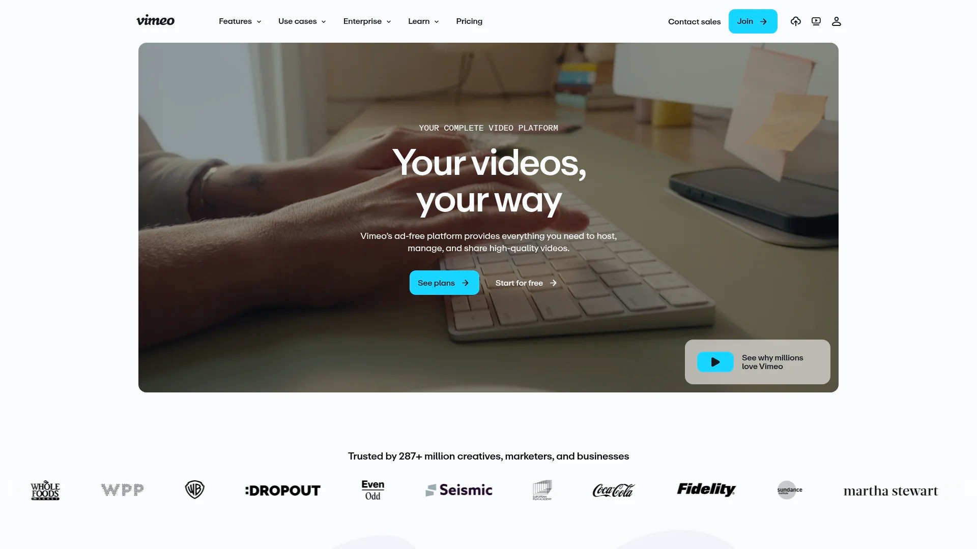 Screenshot of https://vimeo.com