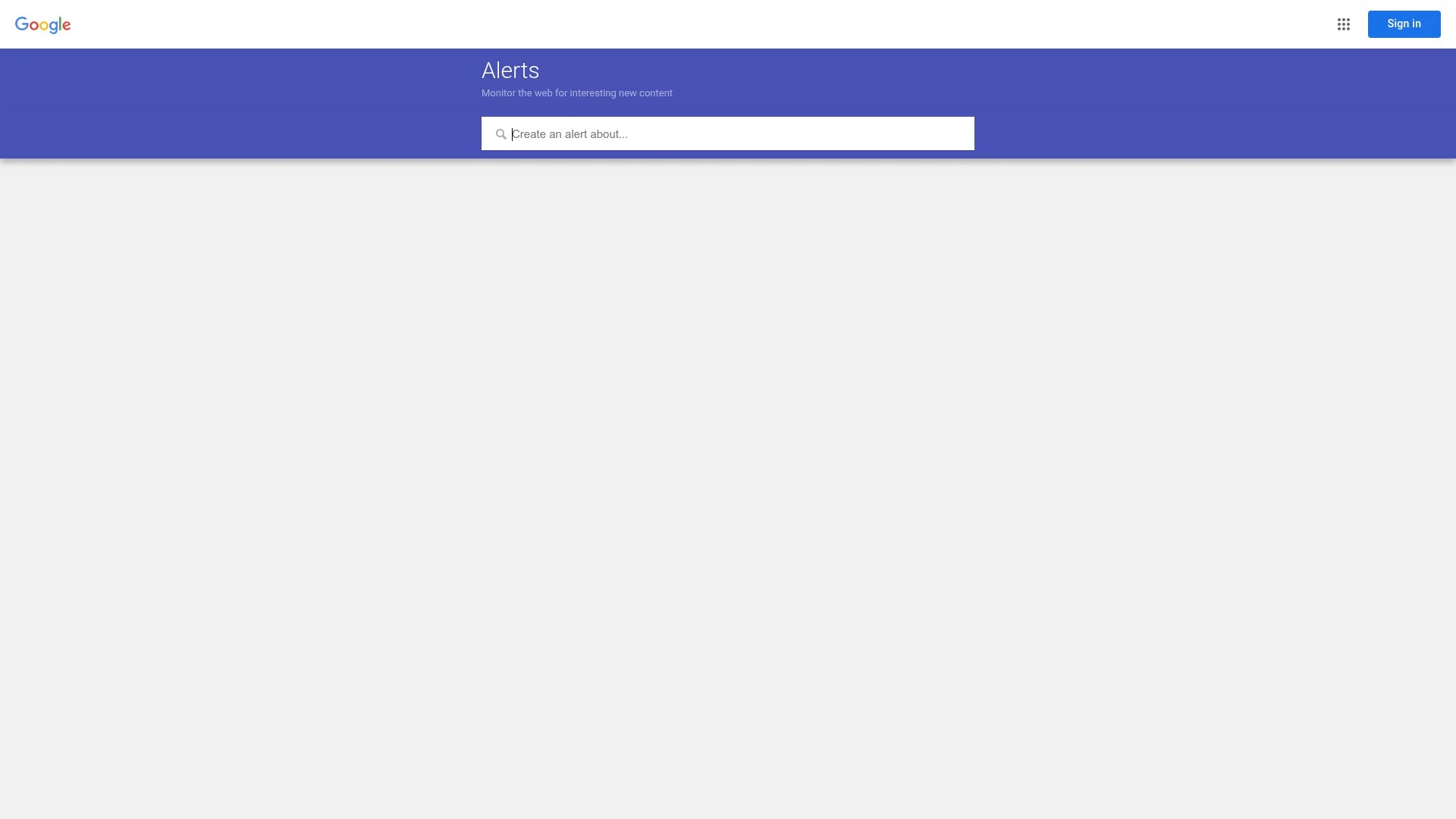 Screenshot of https://www.google.com/alerts