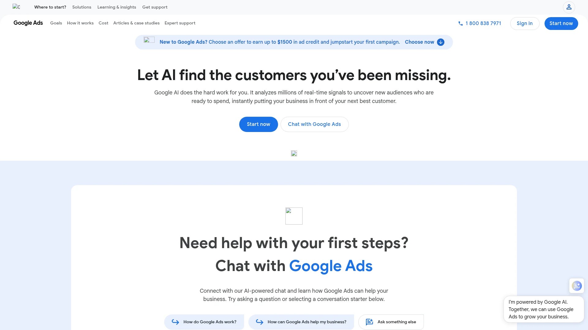 Screenshot of https://ads.google.com