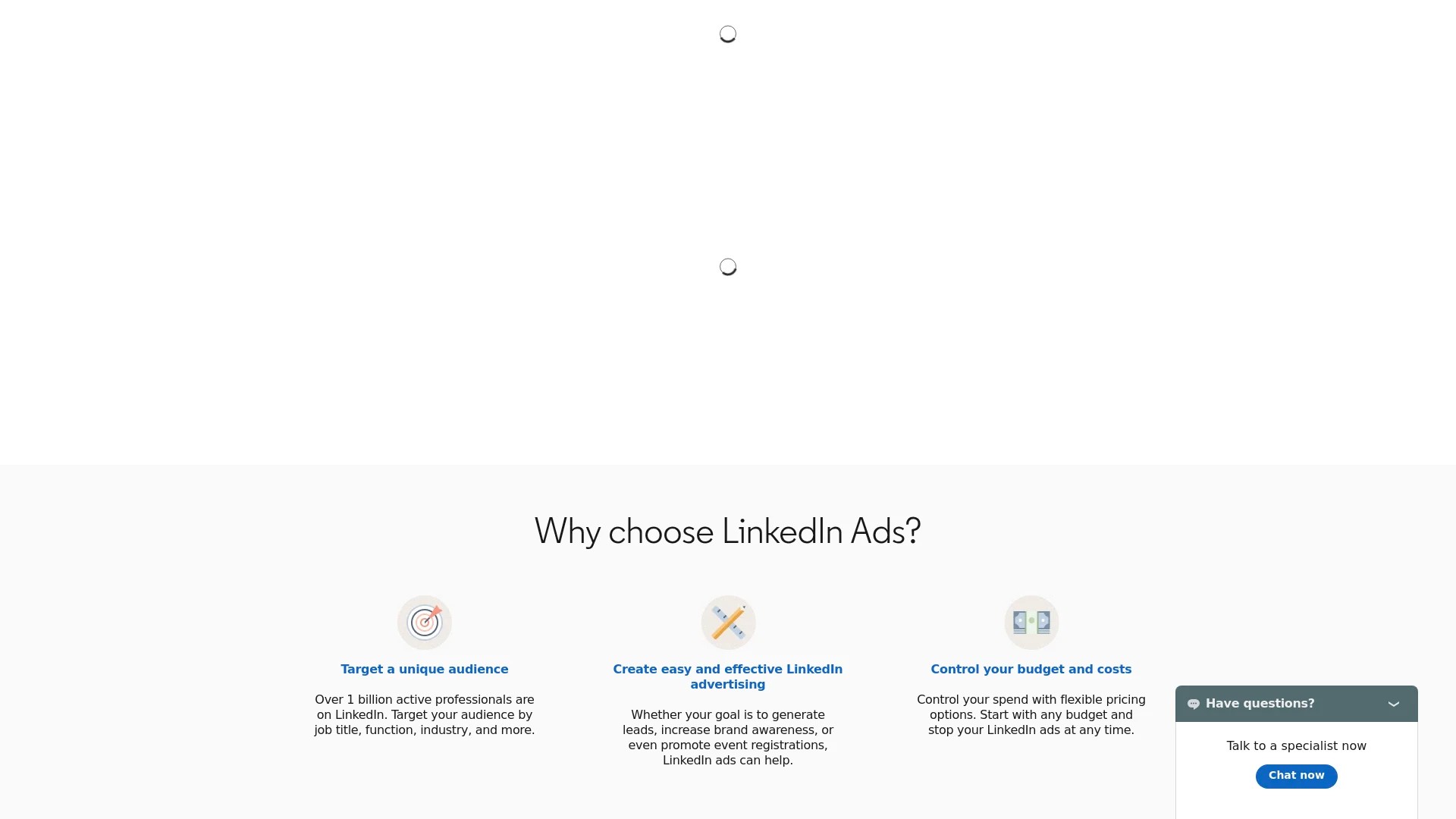 Screenshot of https://ads.linkedin.com
