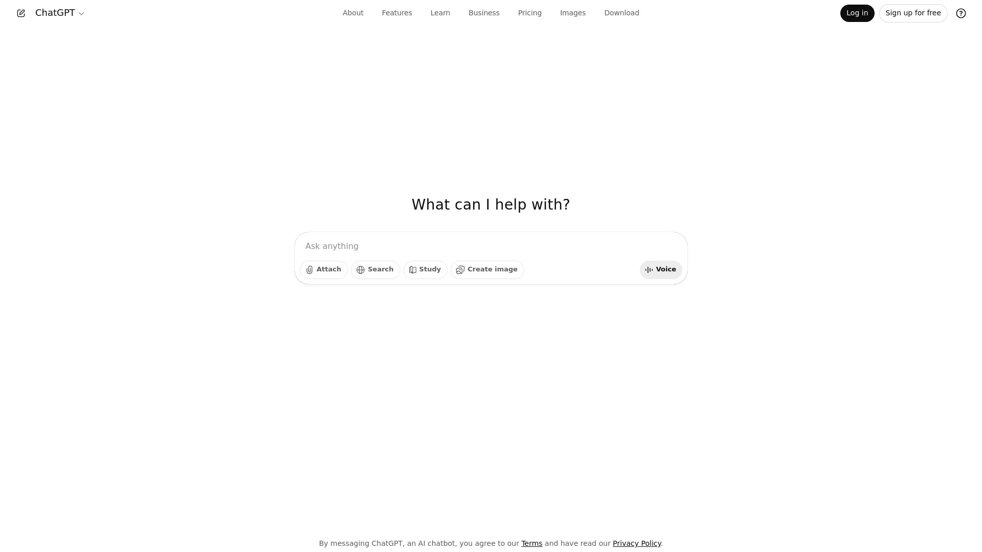 Screenshot of https://chat.openai.com