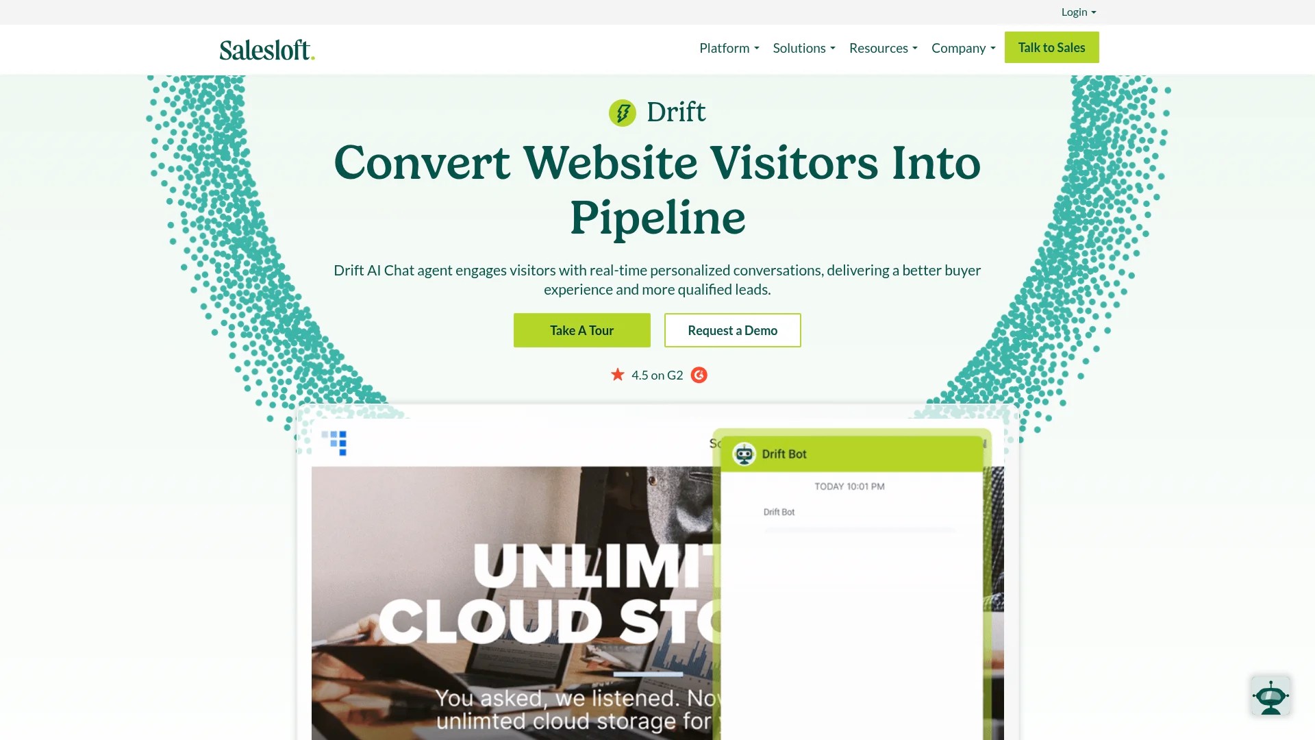 Screenshot of https://www.drift.com