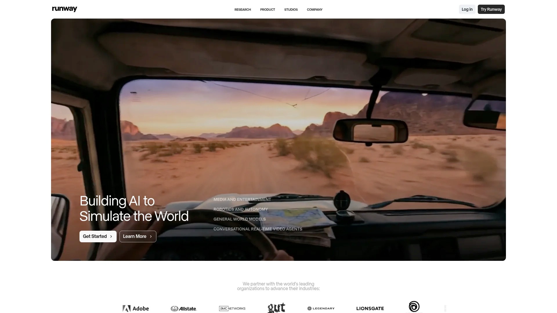 Screenshot of https://www.runway.ml