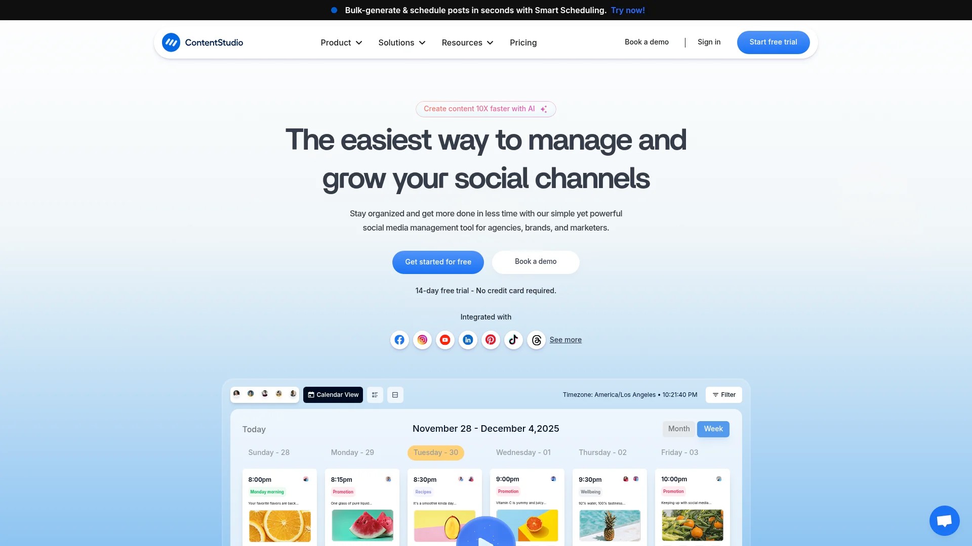 Screenshot of https://contentstudio.io