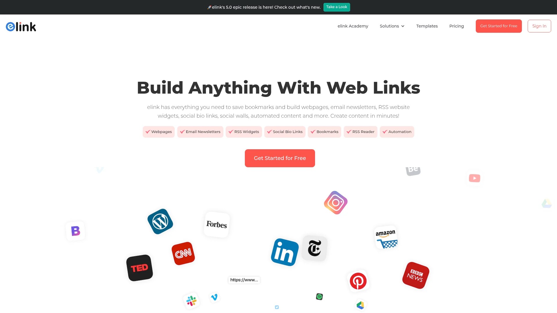 Screenshot of https://elink.io