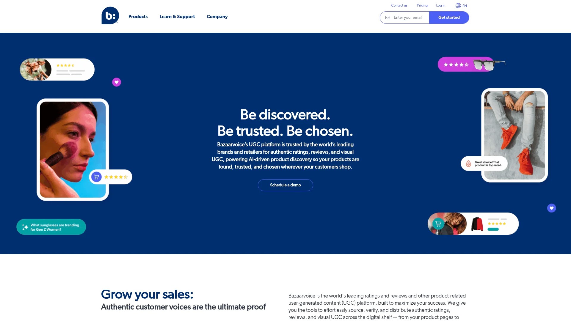 Screenshot of https://www.bazaarvoice.com
