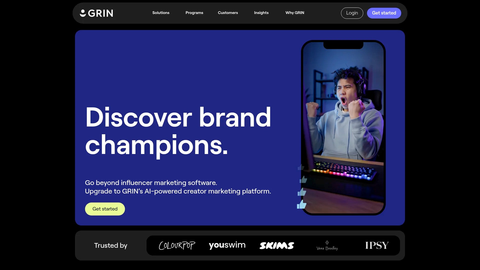 Screenshot of https://grin.co