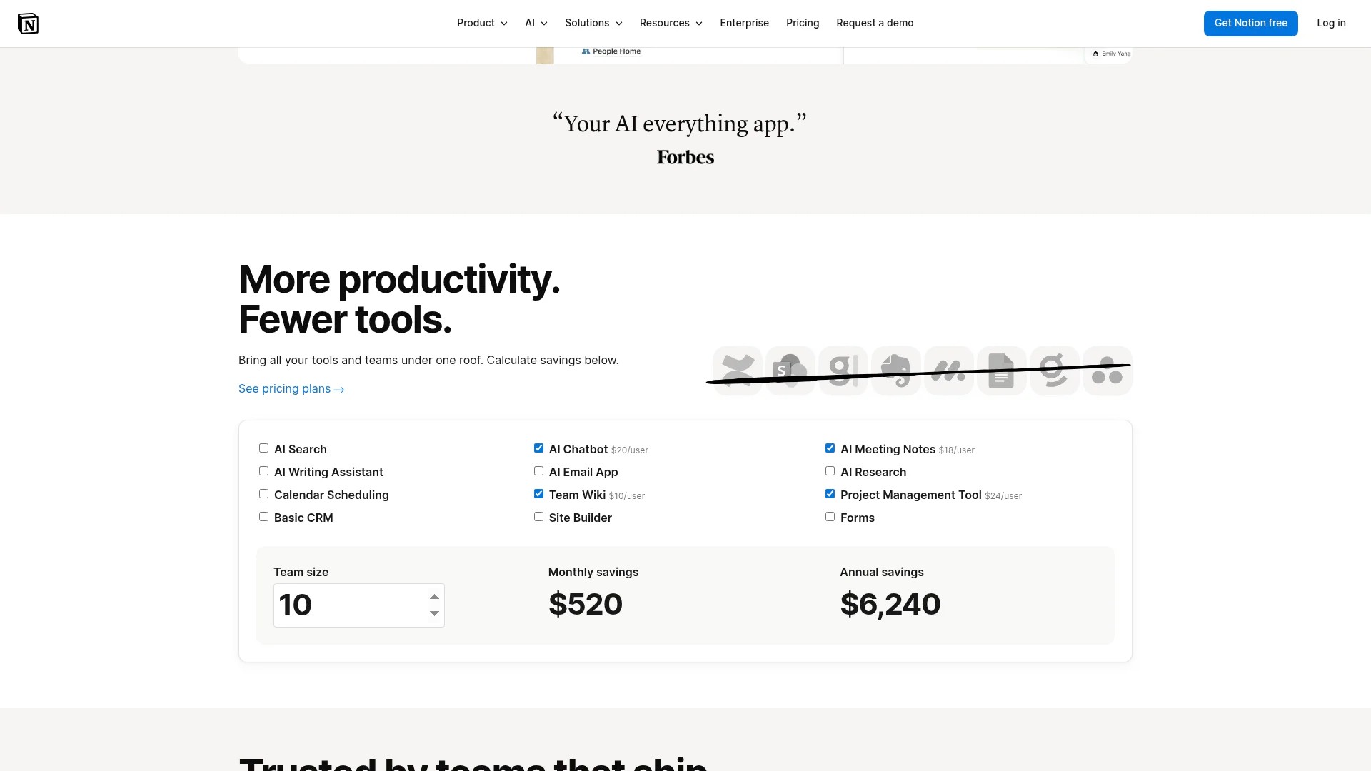 Screenshot of https://notion.so