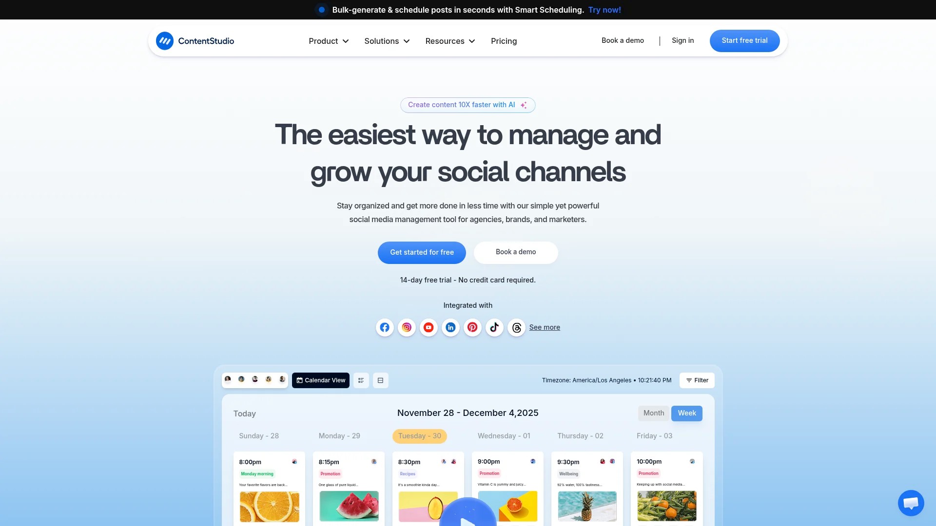 Screenshot of https://contentstudio.io
