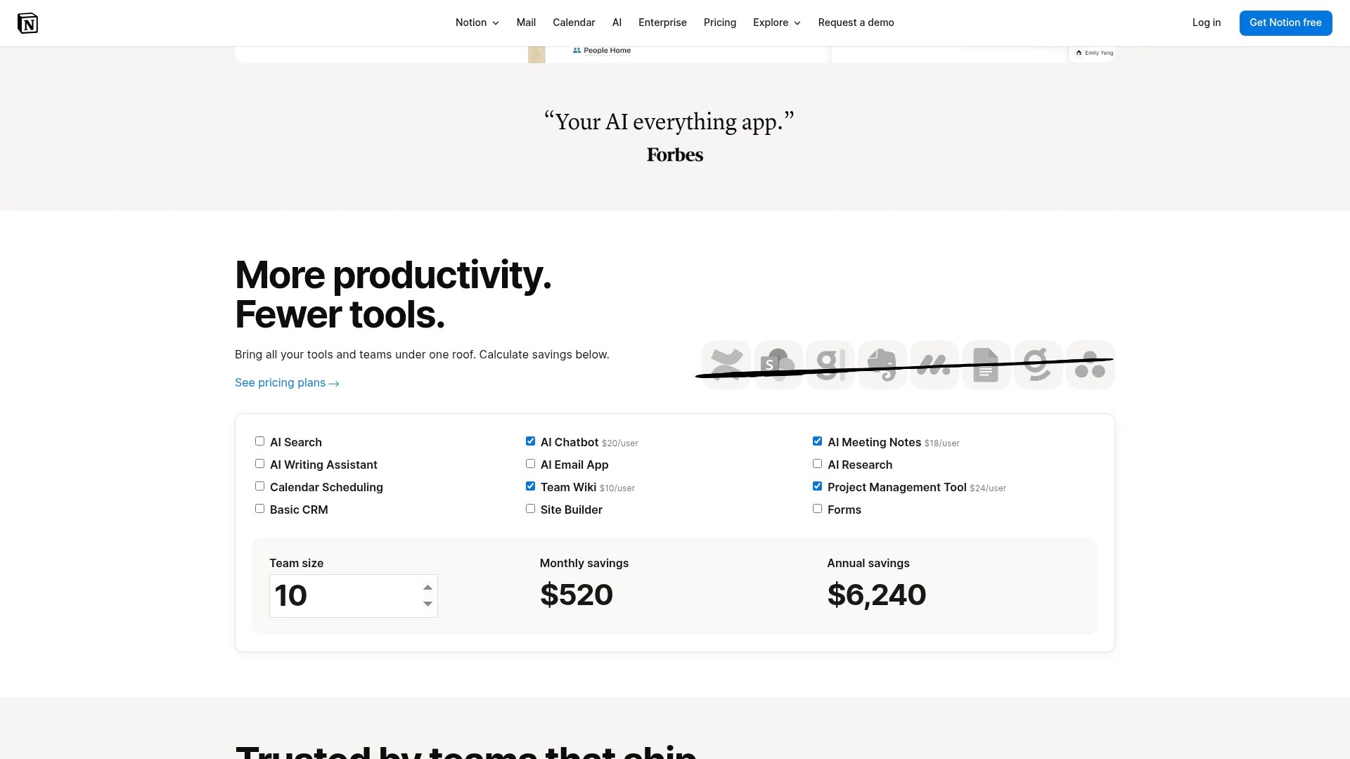Screenshot of https://www.notion.so