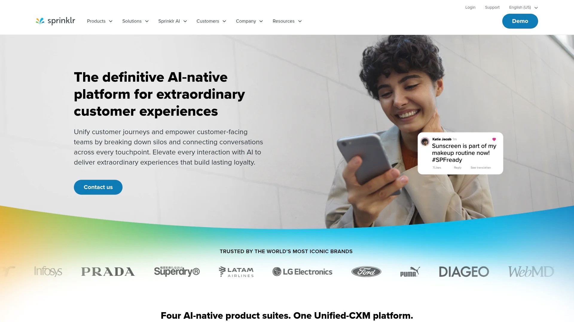 Screenshot of https://www.sprinklr.com