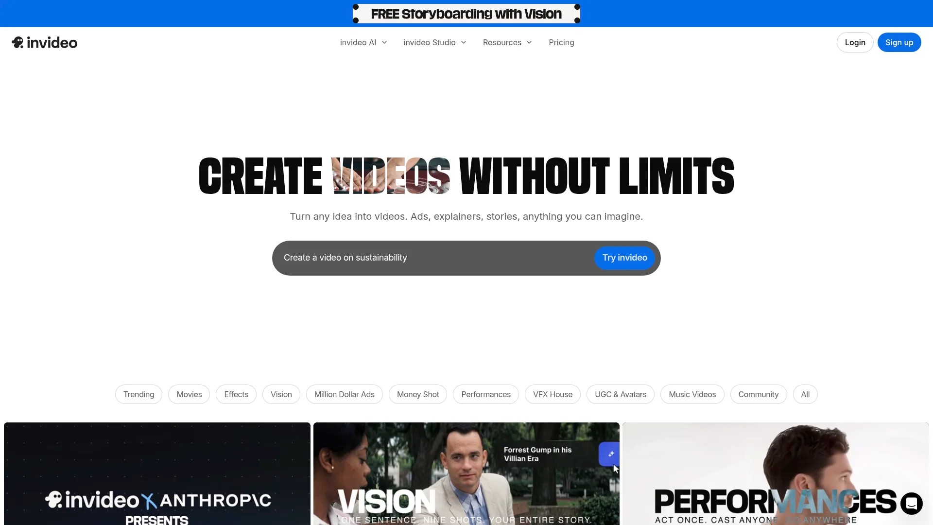 Screenshot of https://invideo.io