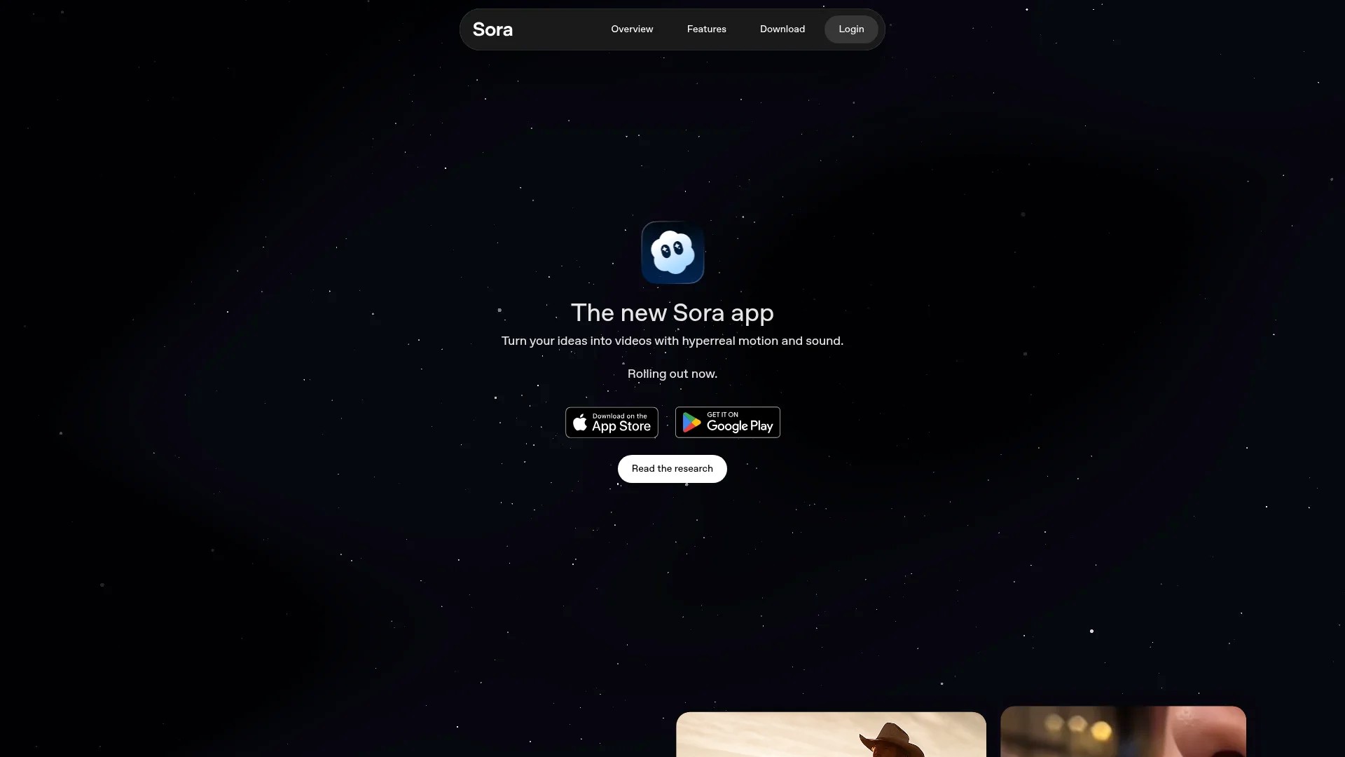 Screenshot of https://openai.com/sora