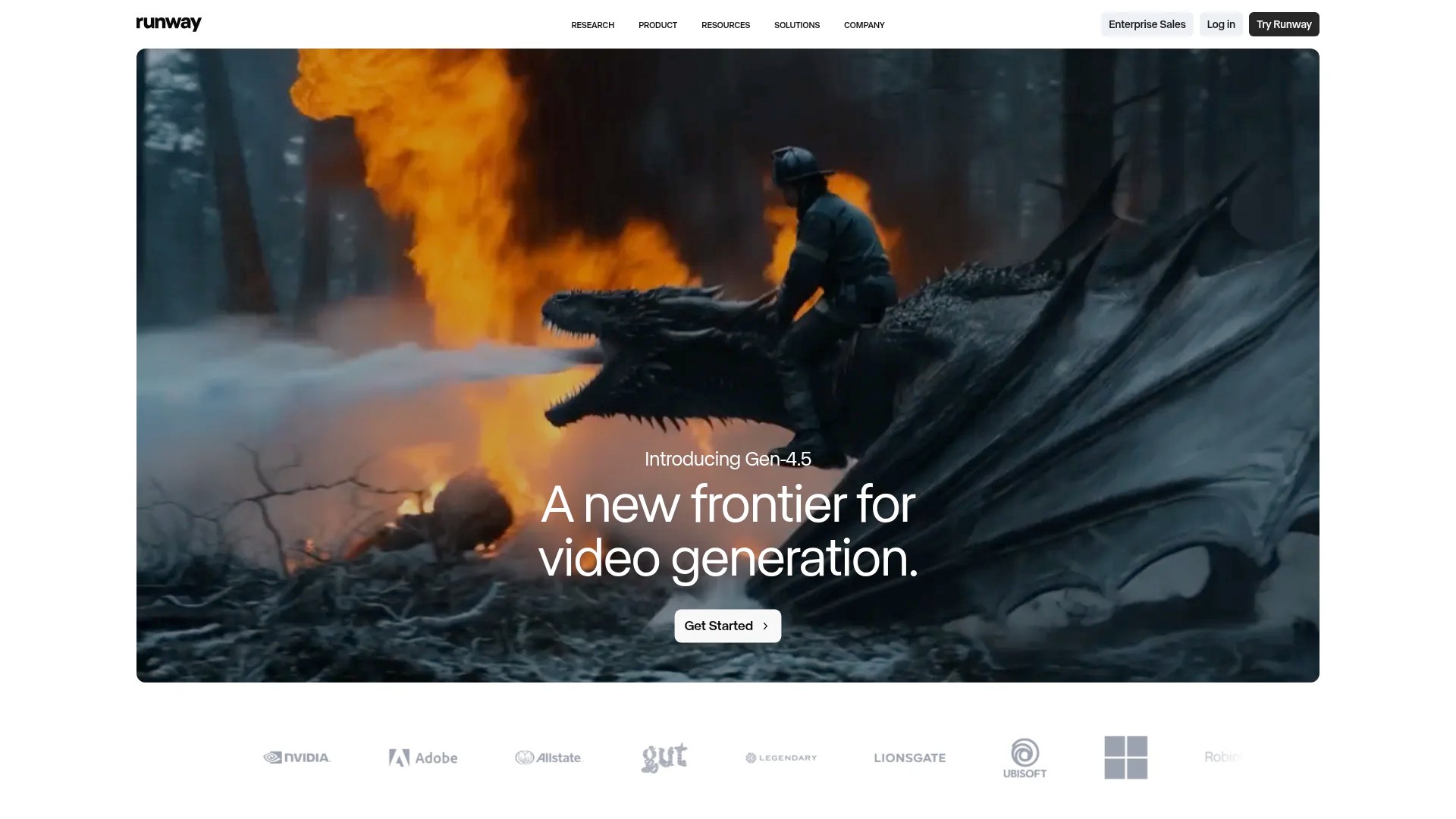 Screenshot of https://runwayml.com
