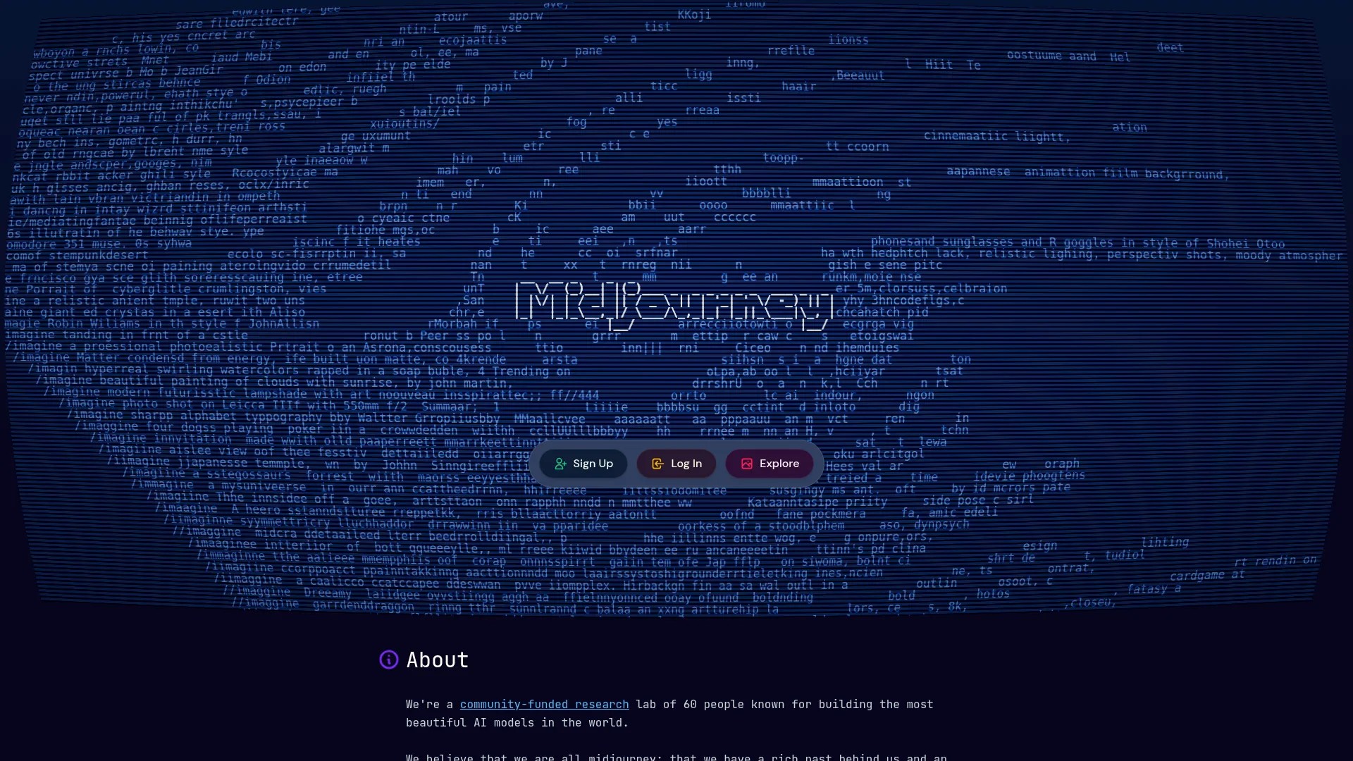 Screenshot of https://midjourney.com