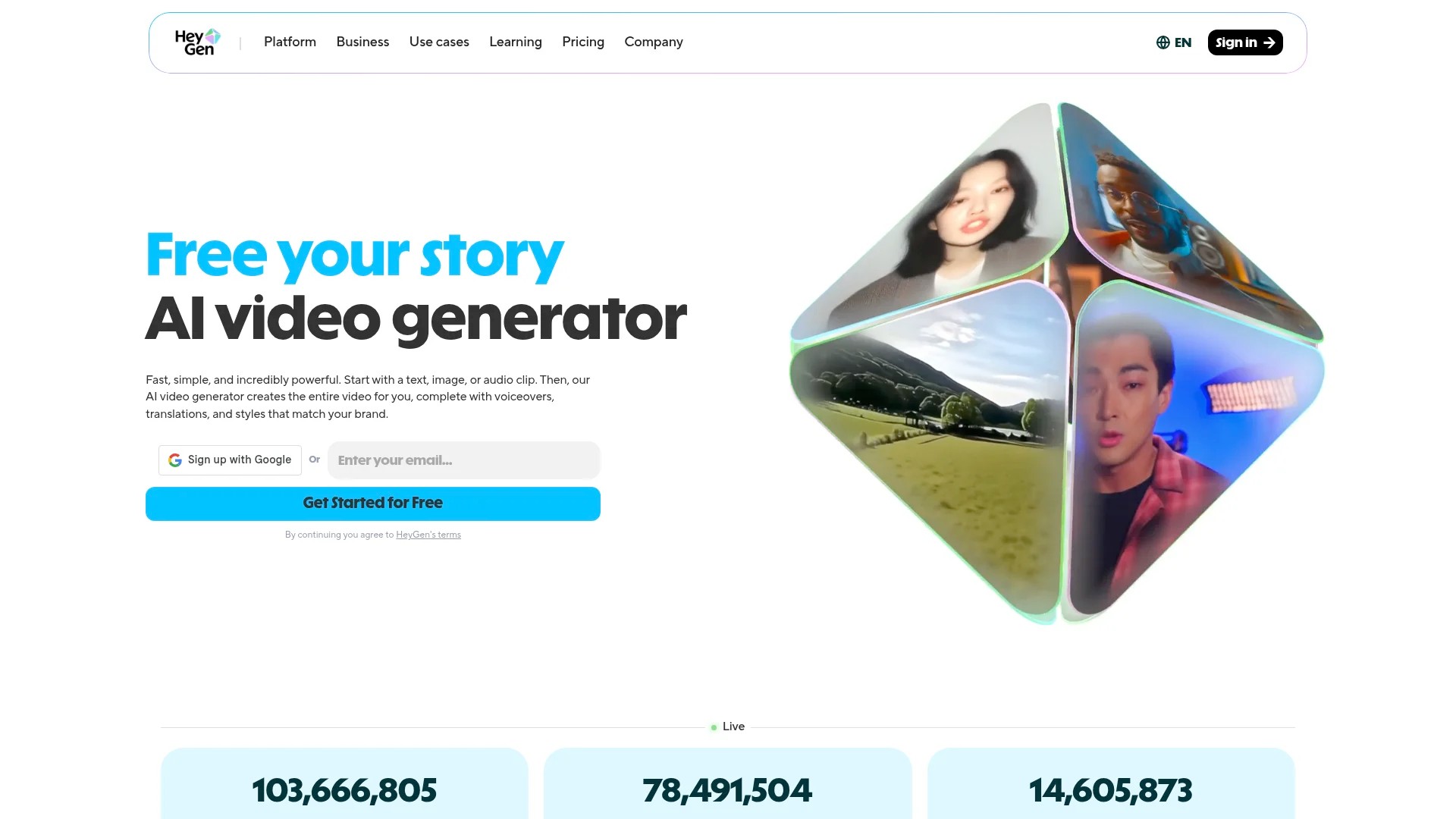 Screenshot of https://www.heygen.com