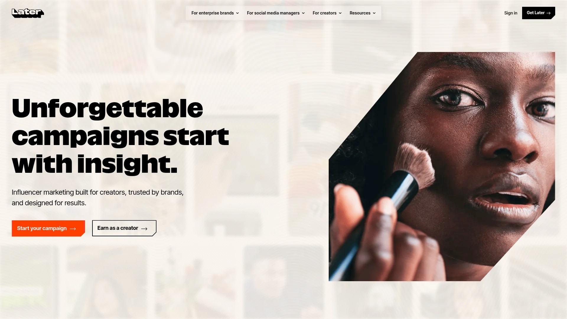 Screenshot of https://later.com