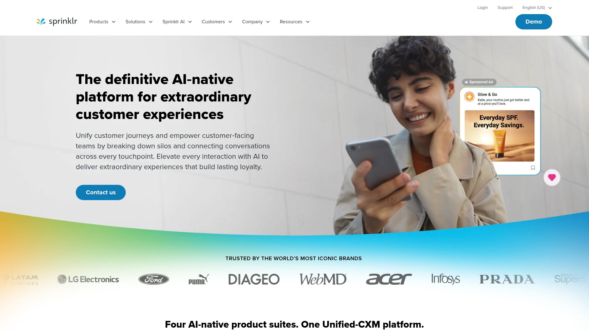 Screenshot of https://www.sprinklr.com