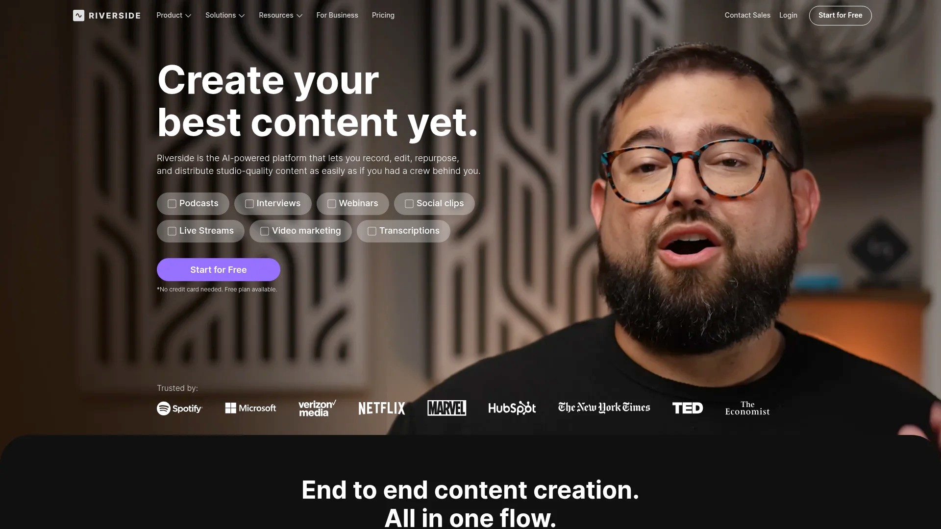 Screenshot of https://riverside.fm