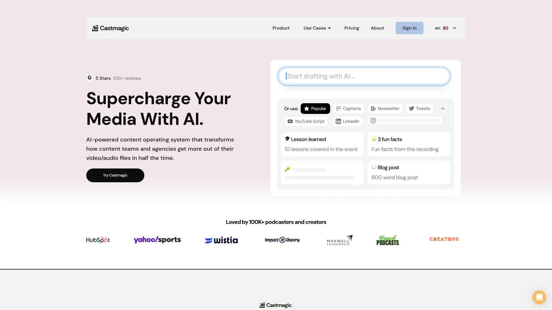 Screenshot of https://www.castmagic.io