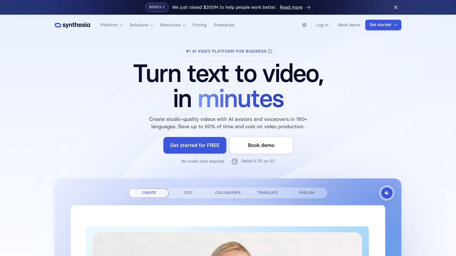 Screenshot of https://www.synthesia.io