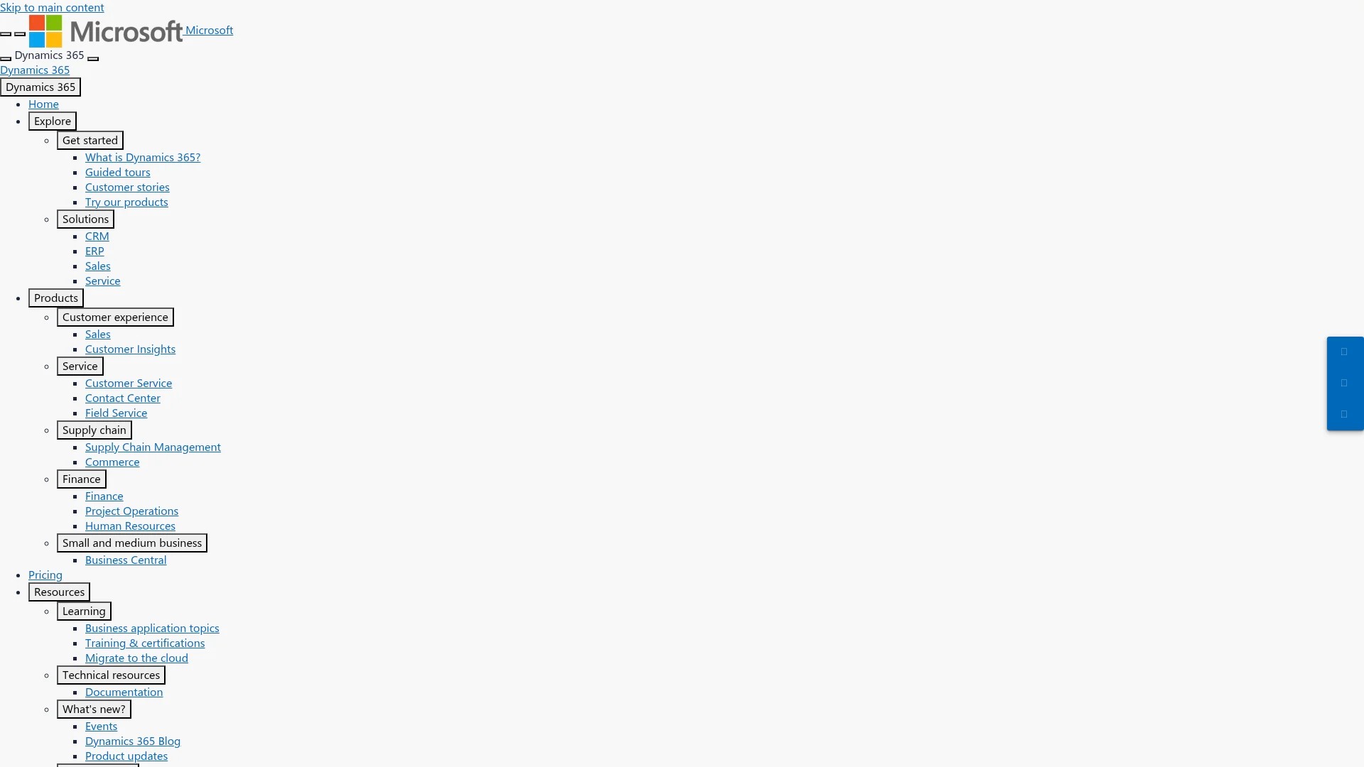 Screenshot of https://dynamics.microsoft.com